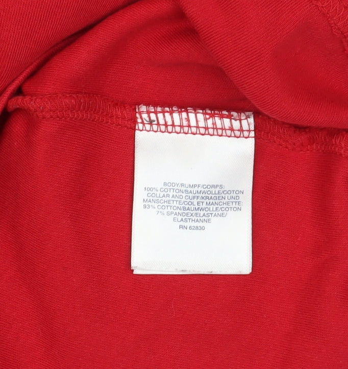 Lands' End Men's Red Relaxed Fit Long Sleeve Roll Neck Cotton Top M