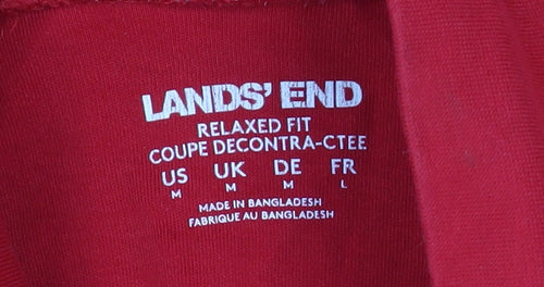 Lands' End Men's Red Relaxed Fit Long Sleeve Roll Neck Cotton Top M