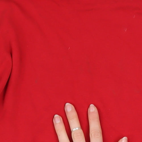 Lands' End Men's Red Relaxed Fit Long Sleeve Roll Neck Cotton Top M