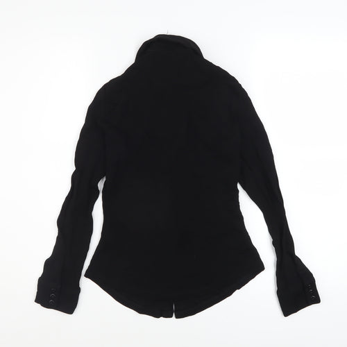 Zara Womens Black Button-Up Long Sleeve Collared Shirt Size S