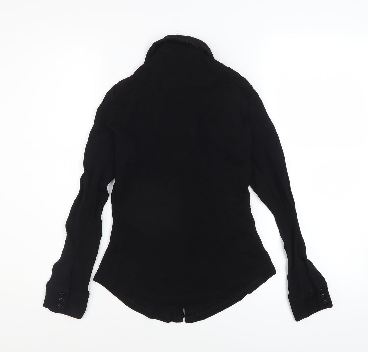 Zara Womens Black Button-Up Long Sleeve Collared Shirt Size S