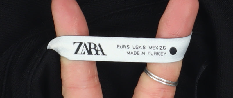 Zara Womens Black Button-Up Long Sleeve Collared Shirt Size S