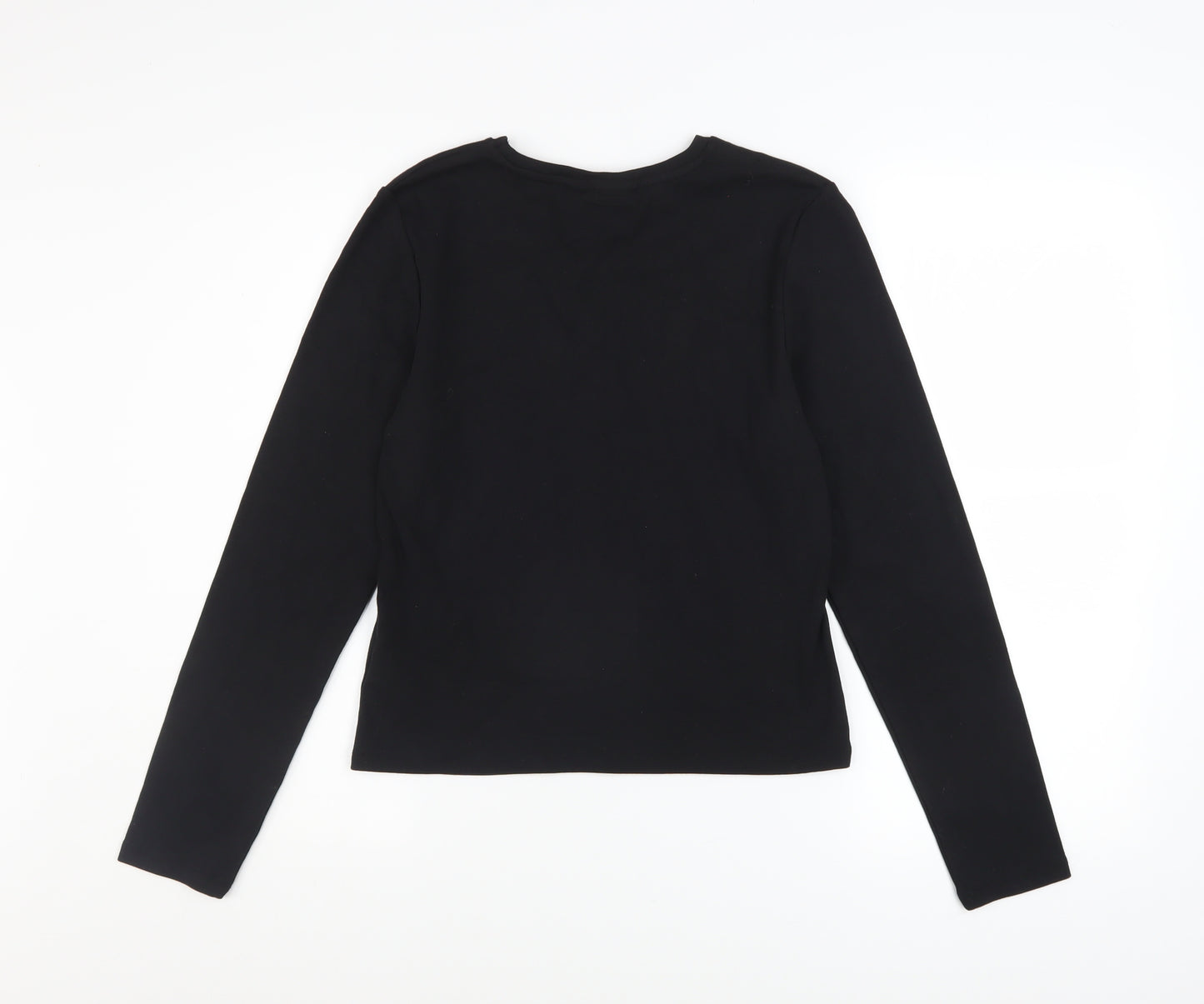 apoh London Women's Black Christmas Angel Long Sleeve Cotton T-Shirt Size 14