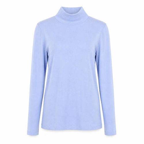 & Other Stories Women Blue Mock Neck Long Sleeve Ribbed Top Size S