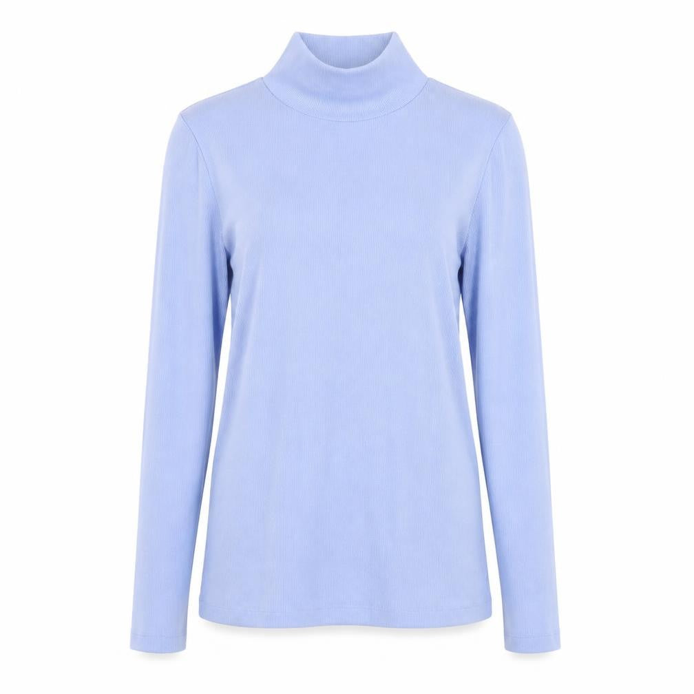 & Other Stories Women Blue Mock Neck Long Sleeve Ribbed Top Size S