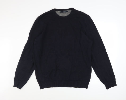 WoolOvers Men’s Black Wool Cashmere Crew Neck Jumper Size L