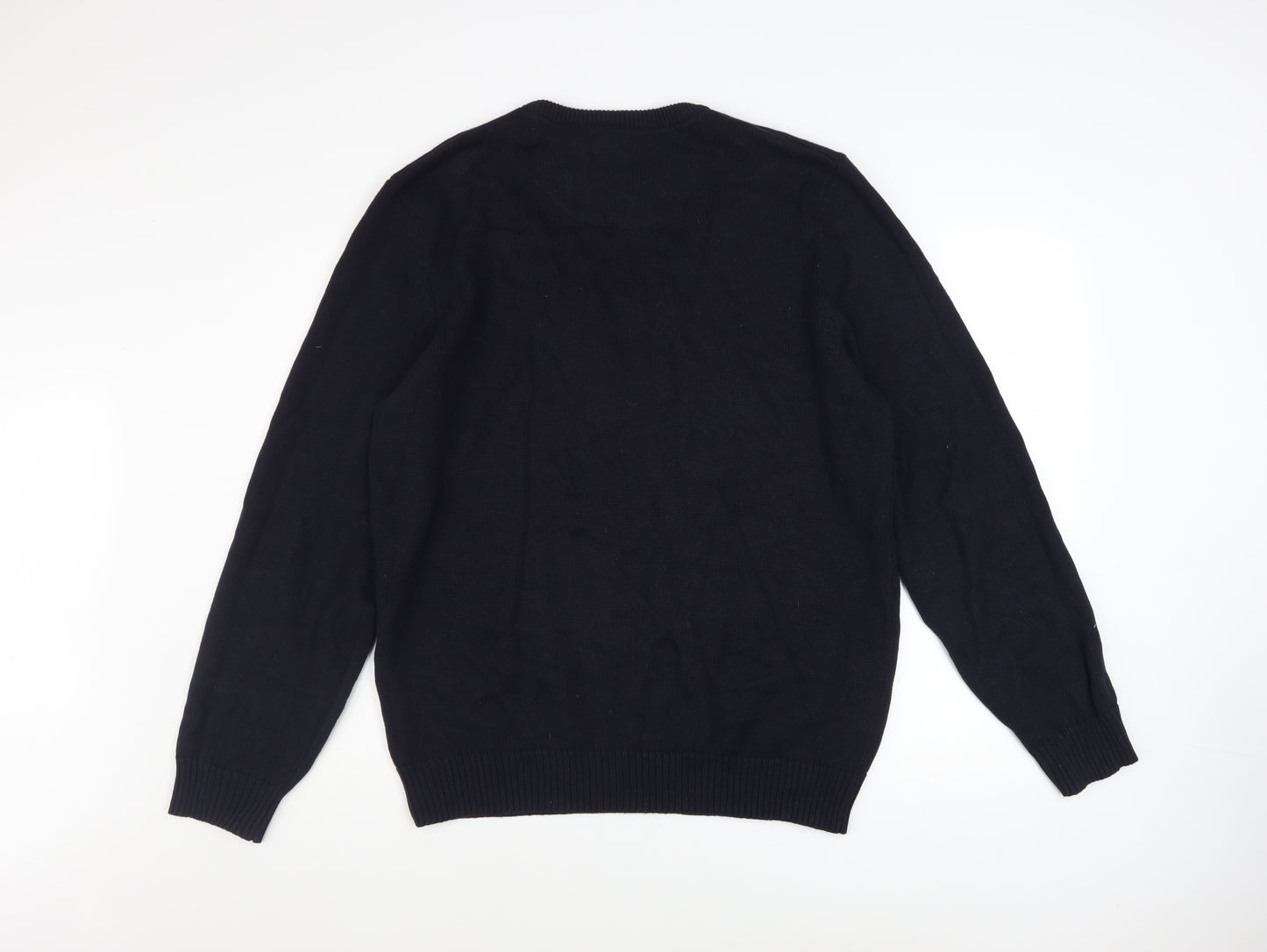 WoolOvers Men’s Black Wool Cashmere Crew Neck Jumper Size L