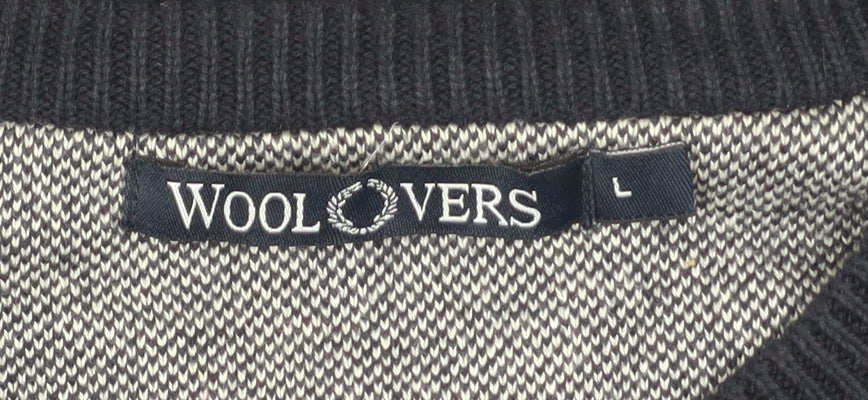 WoolOvers Men’s Black Wool Cashmere Crew Neck Jumper Size L