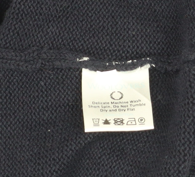 WoolOvers Men’s Black Wool Cashmere Crew Neck Jumper Size L