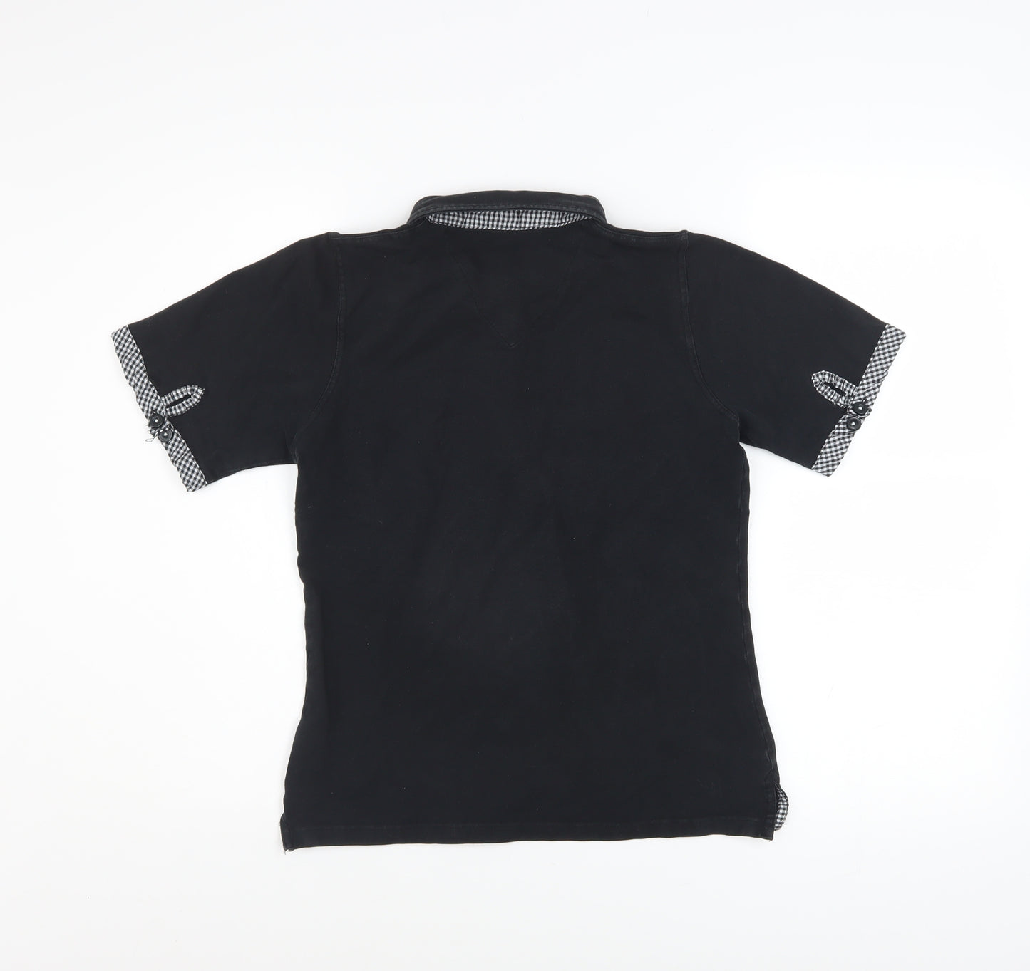 Lobster Women Black M Polo Shirt Collared Stretch Cotton Golf Top