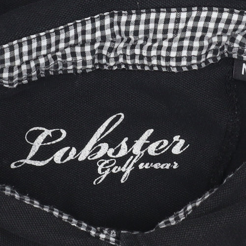 Lobster Women Black M Polo Shirt Collared Stretch Cotton Golf Top