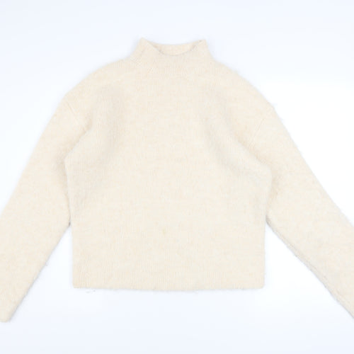 River Island Women's Beige Mock Neck Knit Jumper Size M