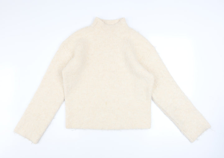 River Island Women's Beige Mock Neck Knit Jumper Size M
