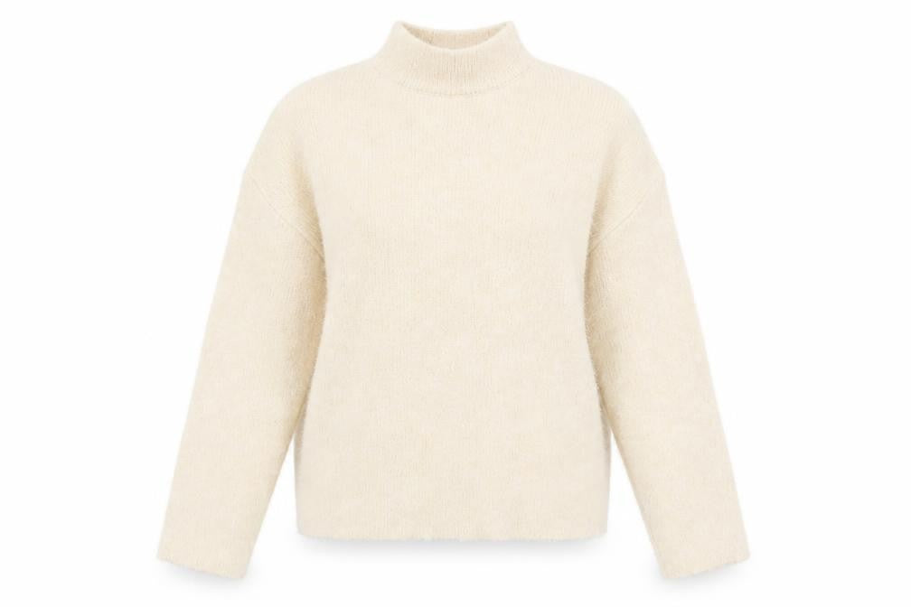 Front view of River Island Women's Beige Mock Neck Knit Jumper, size M