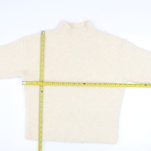 River Island Women's Beige Mock Neck Knit Jumper Size M