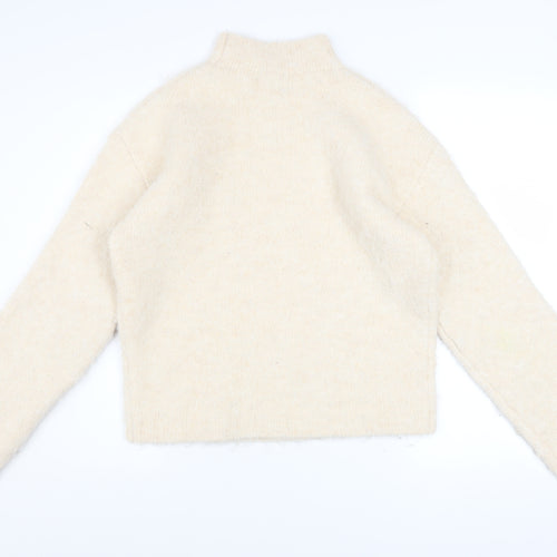 River Island Women's Beige Mock Neck Knit Jumper Size M