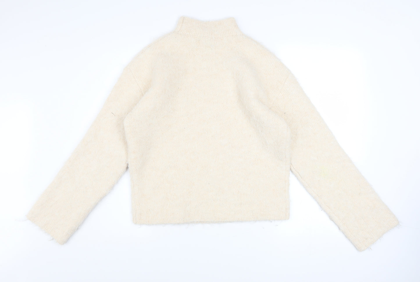 River Island Women's Beige Mock Neck Knit Jumper Size M