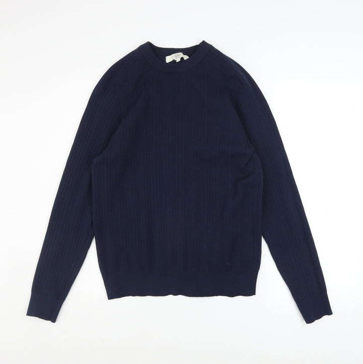 River Island Men’s Blue Cotton Blend Long Sleeve Crew Neck Jumper Size L