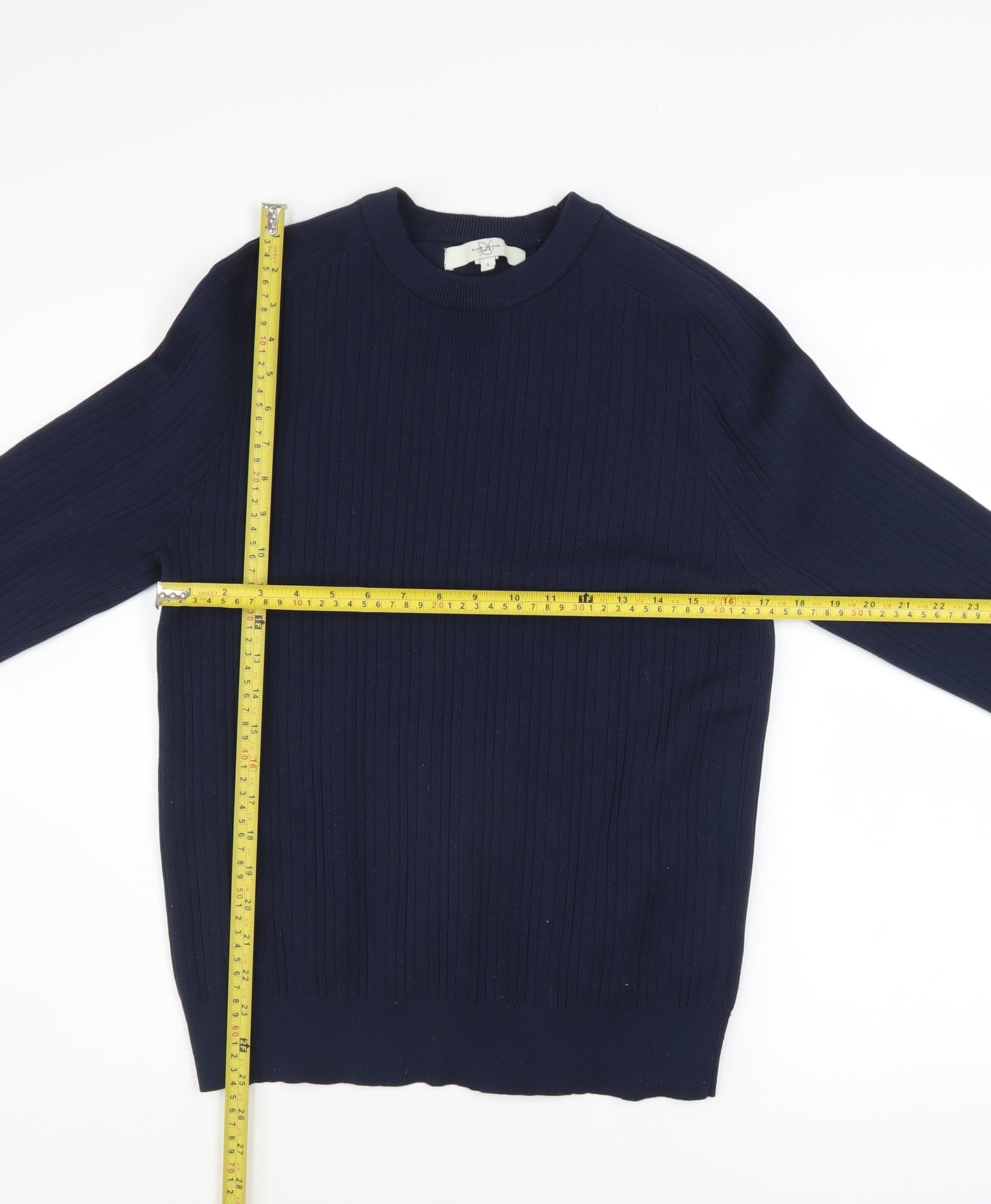 River Island Men’s Blue Cotton Blend Long Sleeve Crew Neck Jumper Size L