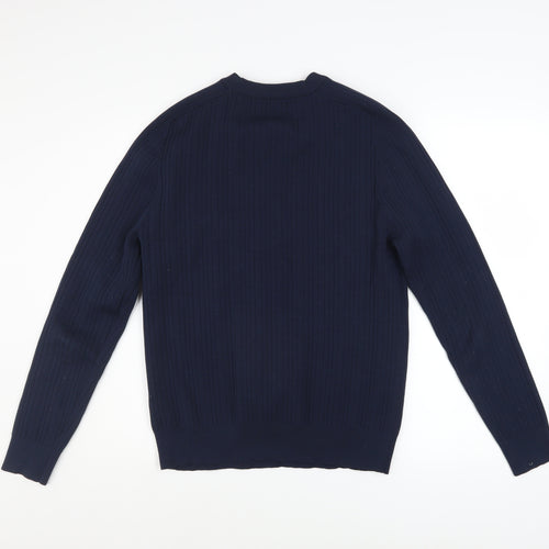 River Island Men’s Blue Cotton Blend Long Sleeve Crew Neck Jumper Size L