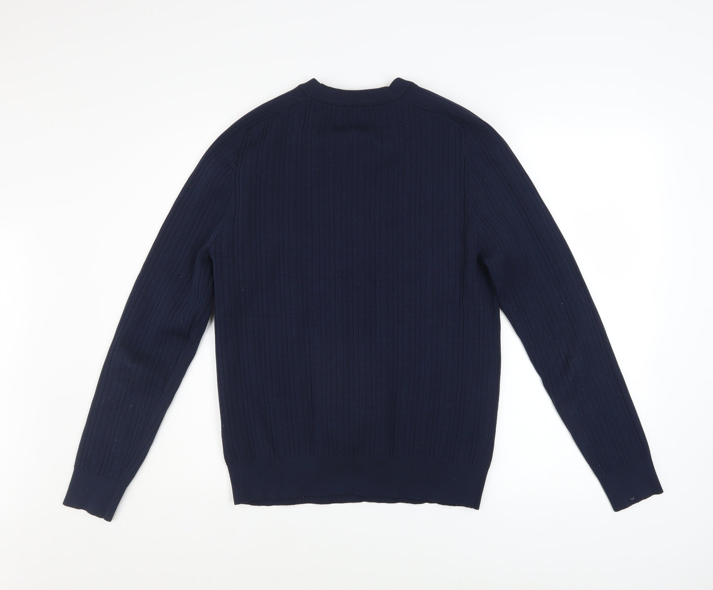River Island Men’s Blue Cotton Blend Long Sleeve Crew Neck Jumper Size L