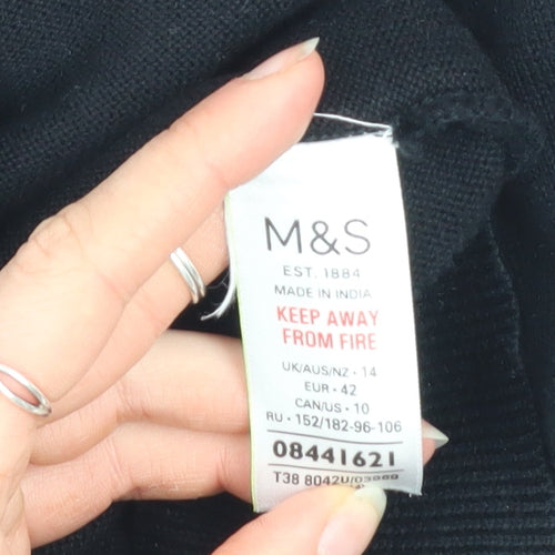 Marks and Spencer Women Black Embroidered Ruffle Jumper Size 14