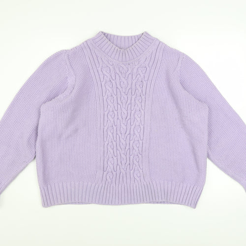 Marks and Spencer Women’s Purple Cable Knit Mock Neck Jumper Size 18
