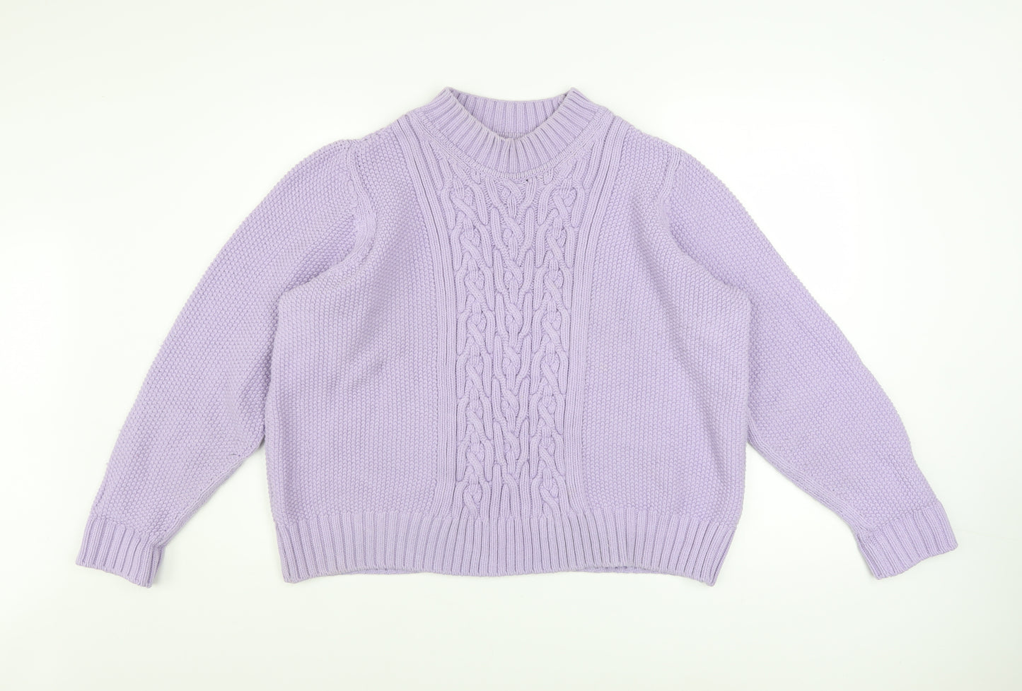 Marks and Spencer Women’s Purple Cable Knit Mock Neck Jumper Size 18