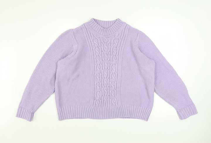 Marks and Spencer Women’s Purple Cable Knit Mock Neck Jumper Size 18