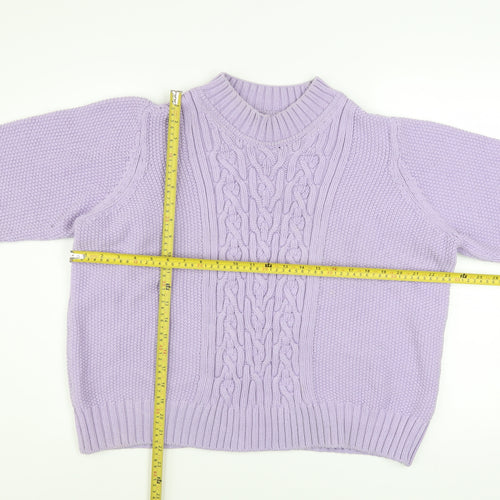 Marks and Spencer Women’s Purple Cable Knit Mock Neck Jumper Size 18