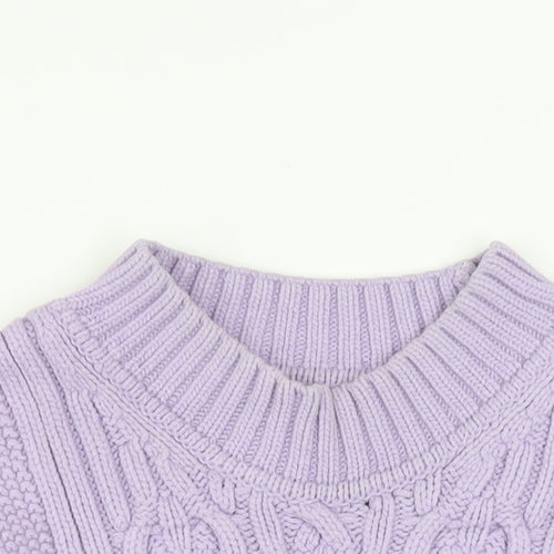 Marks and Spencer Women’s Purple Cable Knit Mock Neck Jumper Size 18