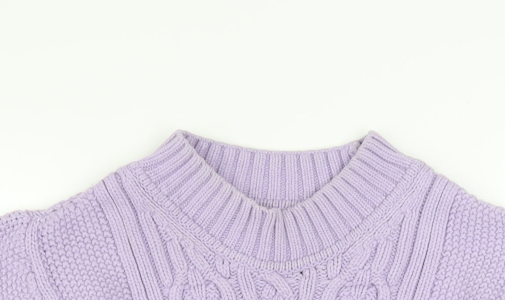 Marks and Spencer Women’s Purple Cable Knit Mock Neck Jumper Size 18