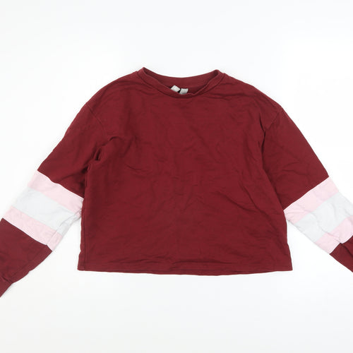 ASOS Women Burgundy Colourblock Long Sleeve Pullover Sweatshirt UK 8