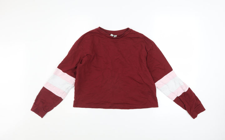 ASOS Women Burgundy Colourblock Long Sleeve Pullover Sweatshirt UK 8