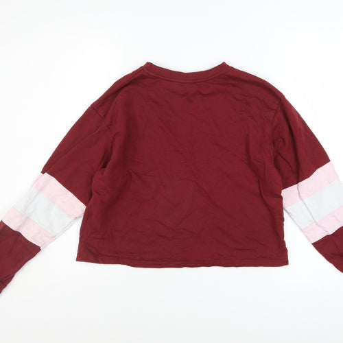 ASOS Women Burgundy Colourblock Long Sleeve Pullover Sweatshirt UK 8
