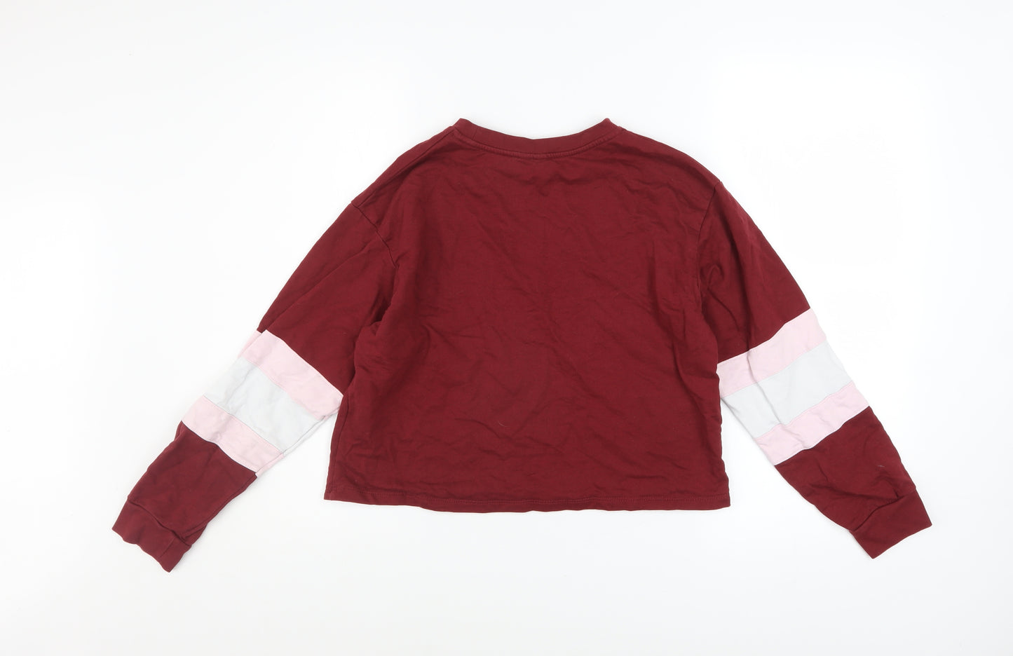 ASOS Women Burgundy Colourblock Long Sleeve Pullover Sweatshirt UK 8