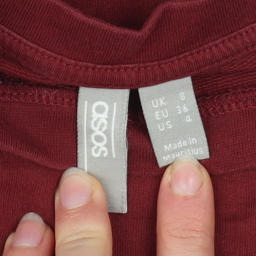 ASOS Women Burgundy Colourblock Long Sleeve Pullover Sweatshirt UK 8