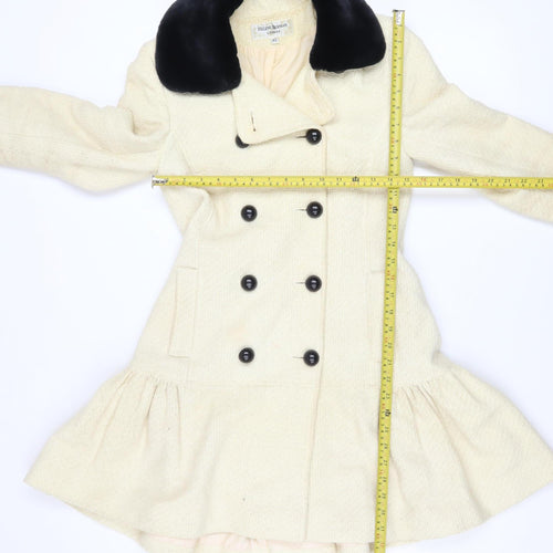 Helene Berman Women’s Ivory Wool Blend Pea Coat XS Classic Style