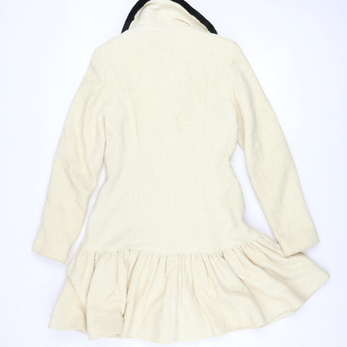 Helene Berman Women’s Ivory Wool Blend Pea Coat XS Classic Style