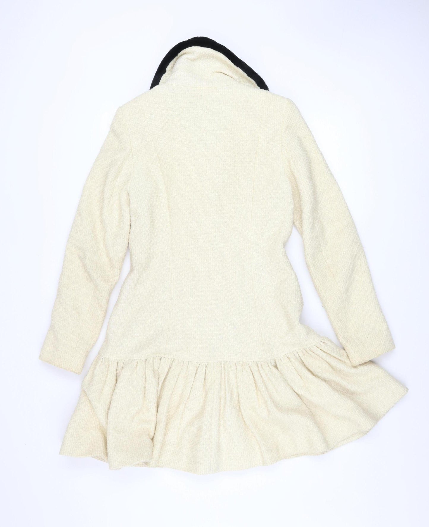 Helene Berman Women’s Ivory Wool Blend Pea Coat XS Classic Style