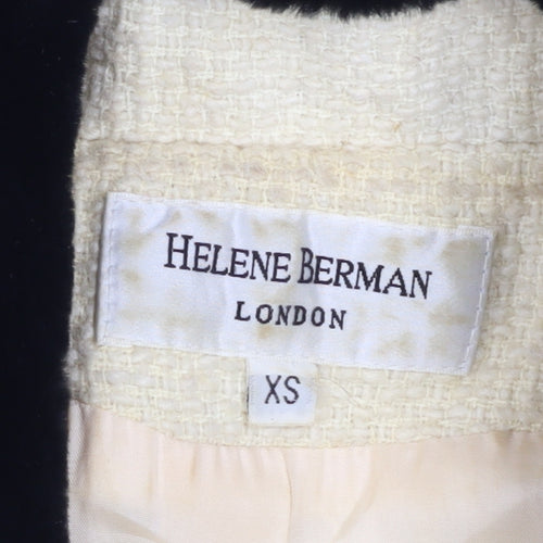 Helene Berman Women’s Ivory Wool Blend Pea Coat XS Classic Style