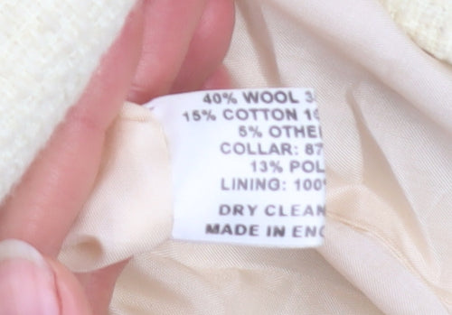 Helene Berman Women’s Ivory Wool Blend Pea Coat XS Classic Style