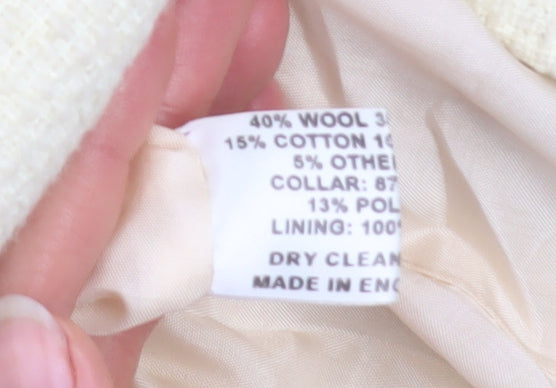 Helene Berman Women’s Ivory Wool Blend Pea Coat XS Classic Style