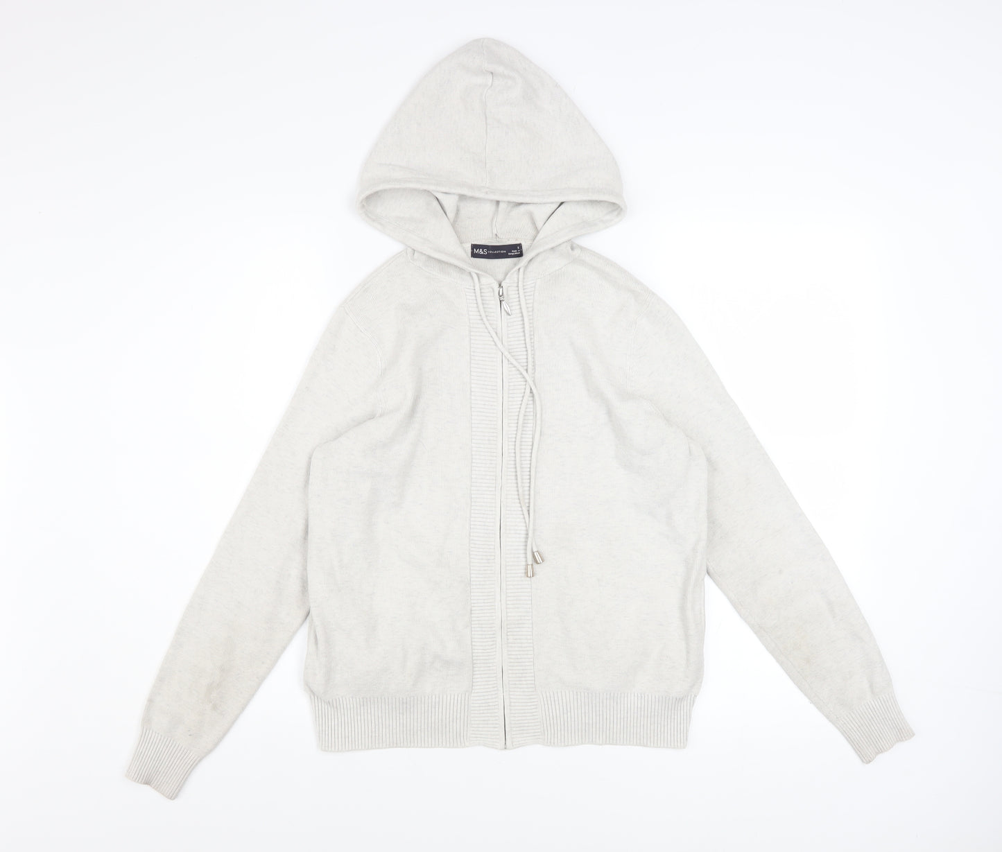 Marks and Spencer Women’s Light Grey Hooded Zip Jacket Size S Regular Fit