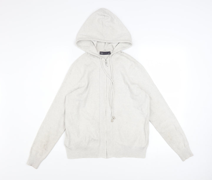 Marks and Spencer Women’s Light Grey Hooded Zip Jacket Size S Regular Fit