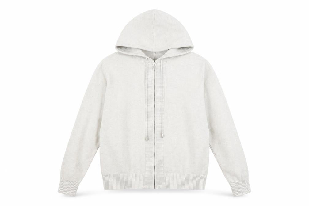 Front view of Marks & Spencer Women’s Light Grey Hooded Zip Jacket, size S, Regular Fit