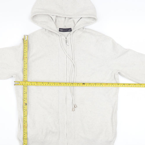 Marks and Spencer Women’s Light Grey Hooded Zip Jacket Size S Regular Fit