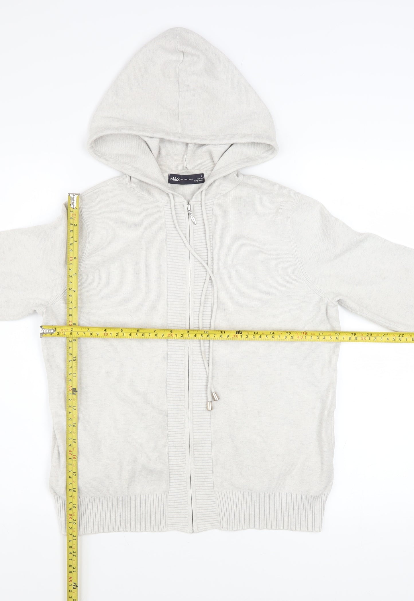 Marks and Spencer Women’s Light Grey Hooded Zip Jacket Size S Regular Fit