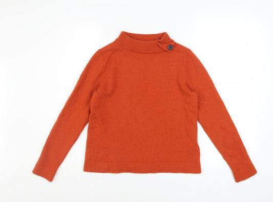 Hobbs Women Orange Wool Cashmere Mock Neck Pullover Jumper M
