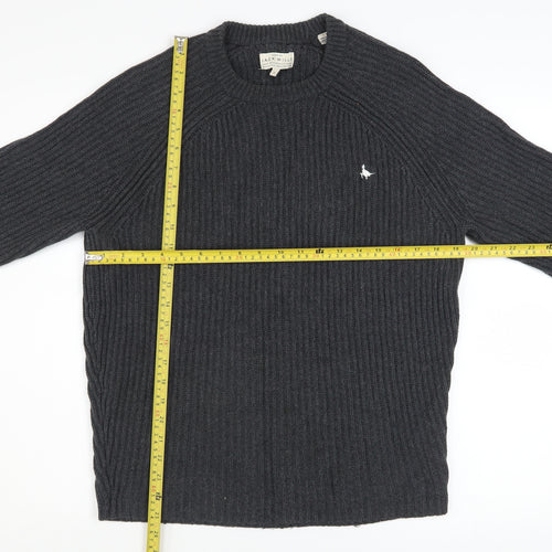 Jack Wills Men’s Grey Chunky Knit Cotton Pullover Jumper M